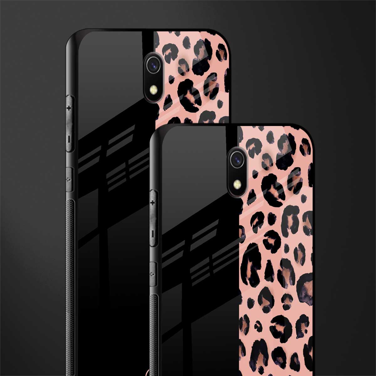 black & pink cheetah fur glass case for redmi 8a image-2