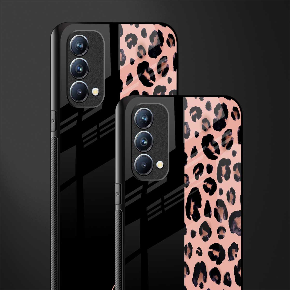 black & pink cheetah fur glass case for oppo f19 image-2