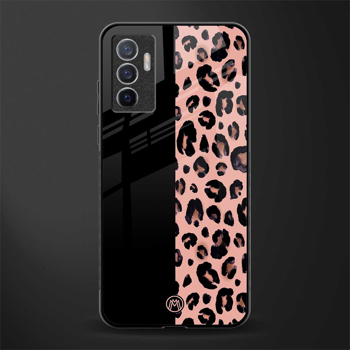 black & pink cheetah fur glass case for vivo v23e image