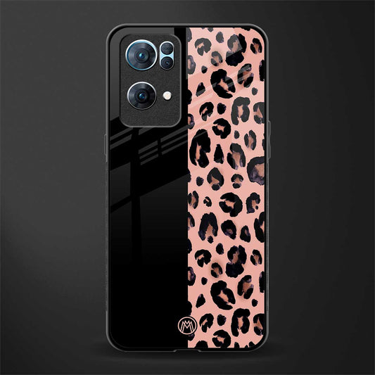 black & pink cheetah fur glass case for oppo reno7 pro 5g image