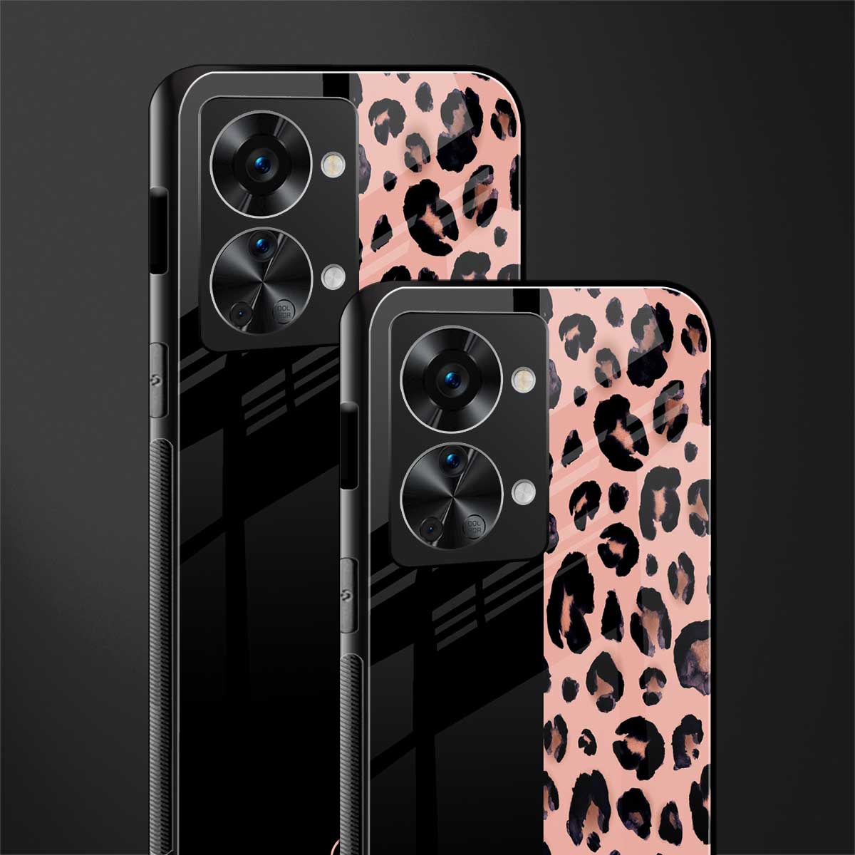 black & pink cheetah fur glass case for phone case | glass case for oneplus nord 2t 5g
