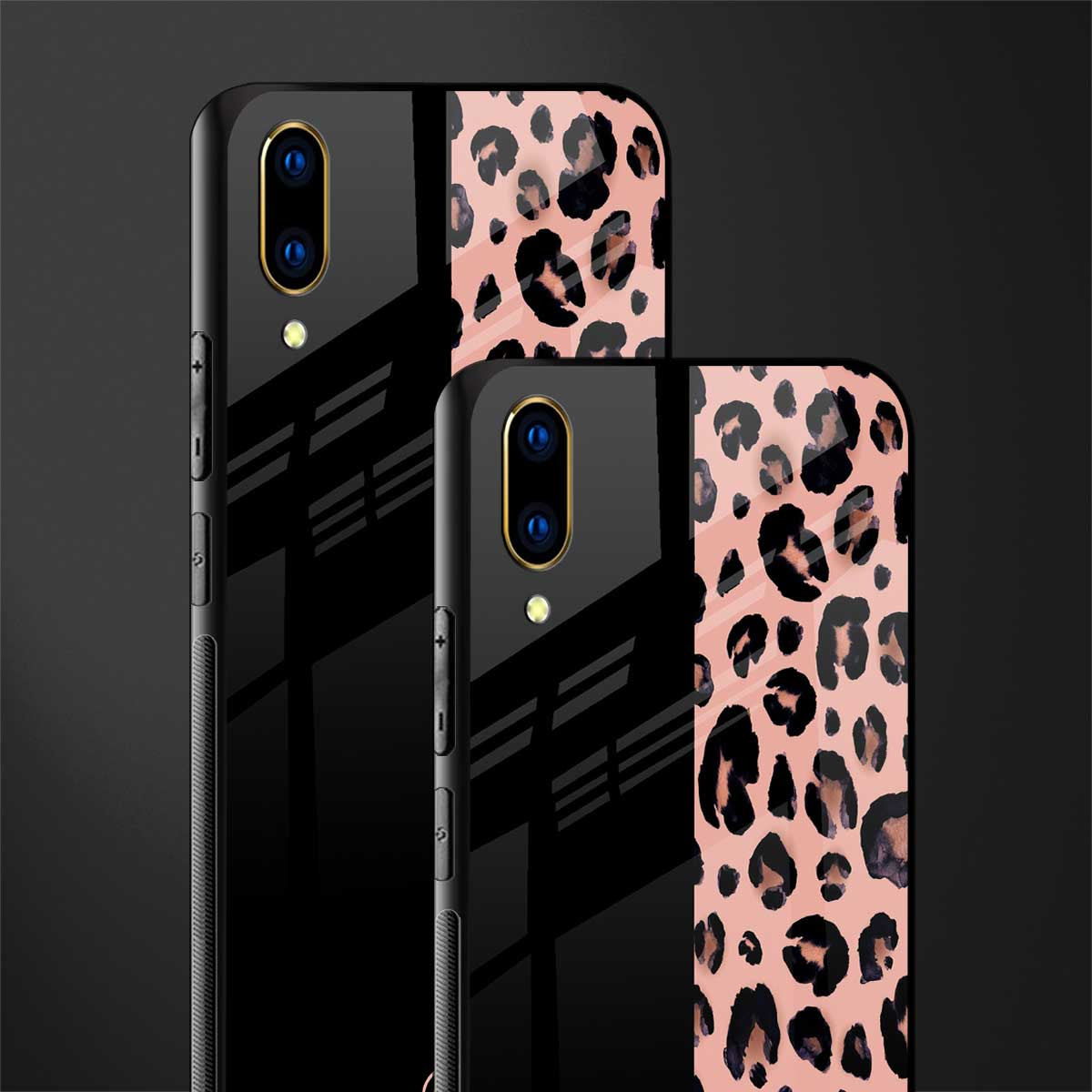 black & pink cheetah fur glass case for vivo v11 pro image-2