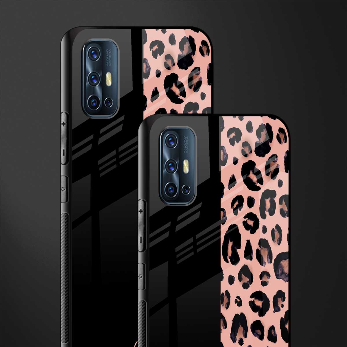 black & pink cheetah fur glass case for vivo v17 image-2