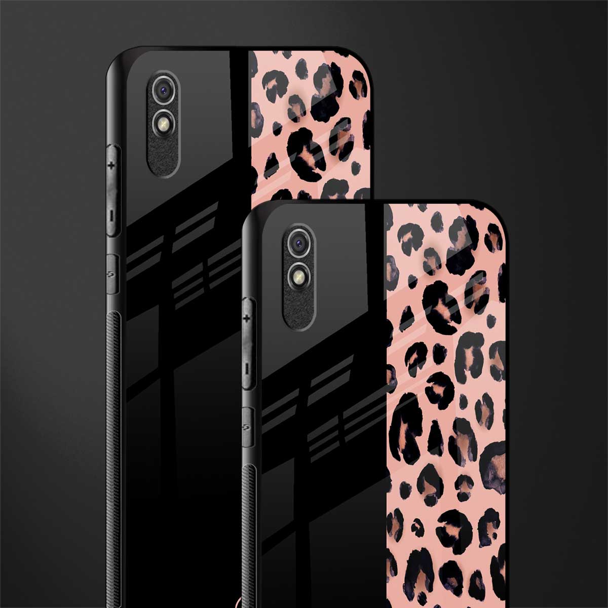 black & pink cheetah fur glass case for redmi 9a image-2