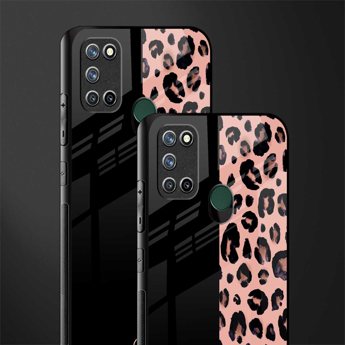 black & pink cheetah fur glass case for realme 7i image-2
