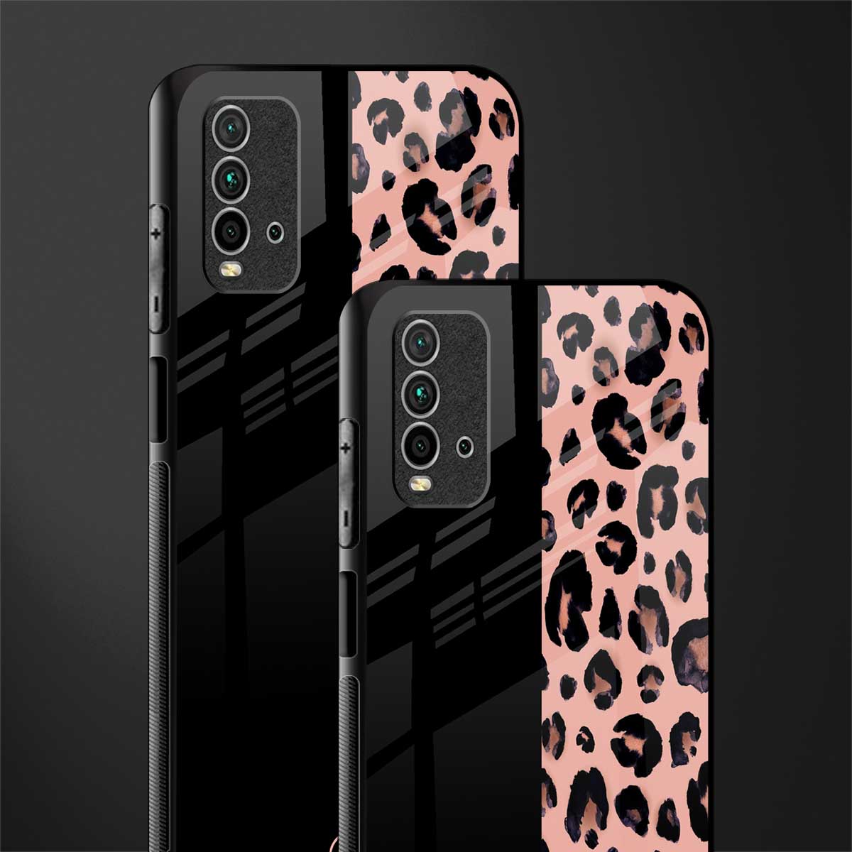 black & pink cheetah fur glass case for redmi 9 power image-2