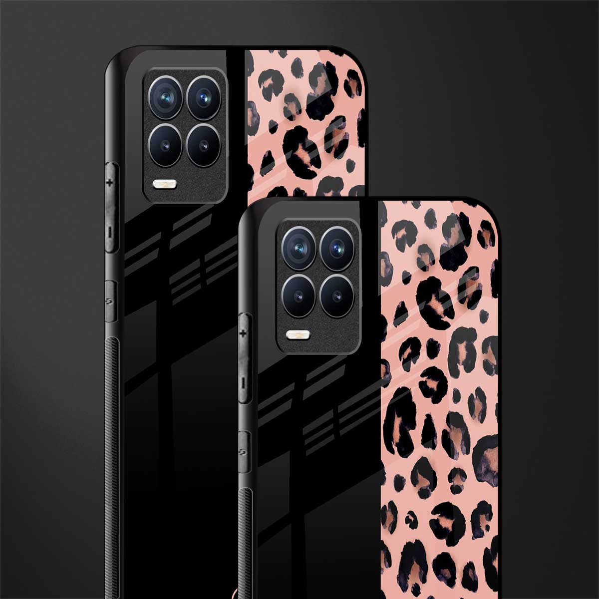 black & pink cheetah fur glass case for realme 8 4g image-2
