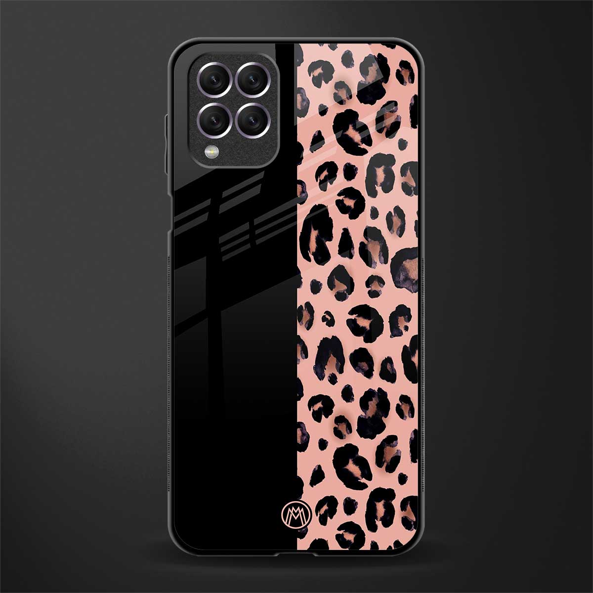 black & pink cheetah fur glass case for samsung galaxy f62 image
