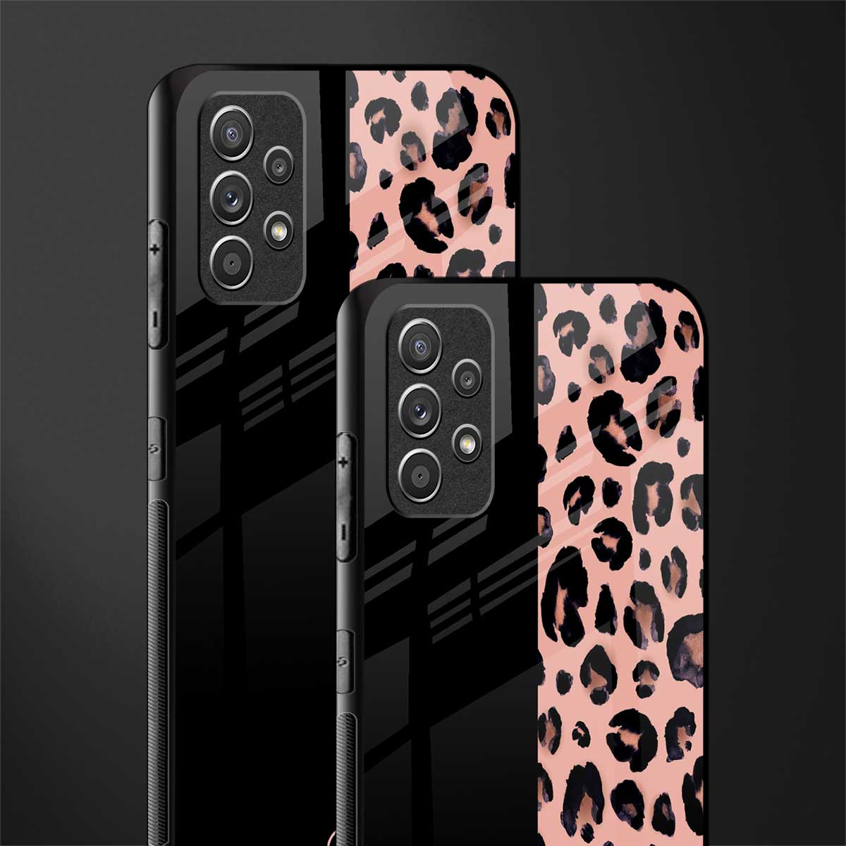 black & pink cheetah fur glass case for samsung galaxy a32 4g image-2