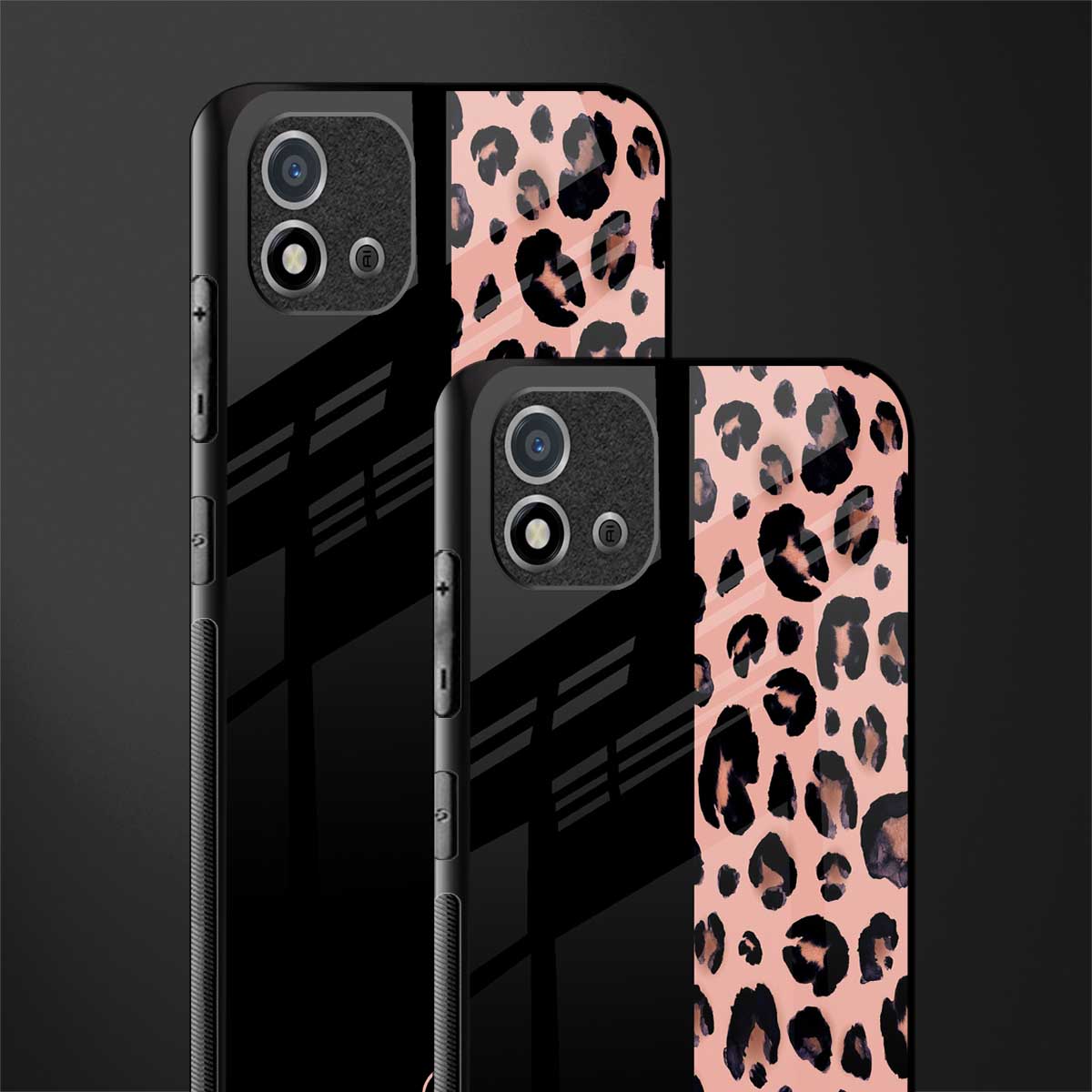black & pink cheetah fur glass case for realme c20 image-2