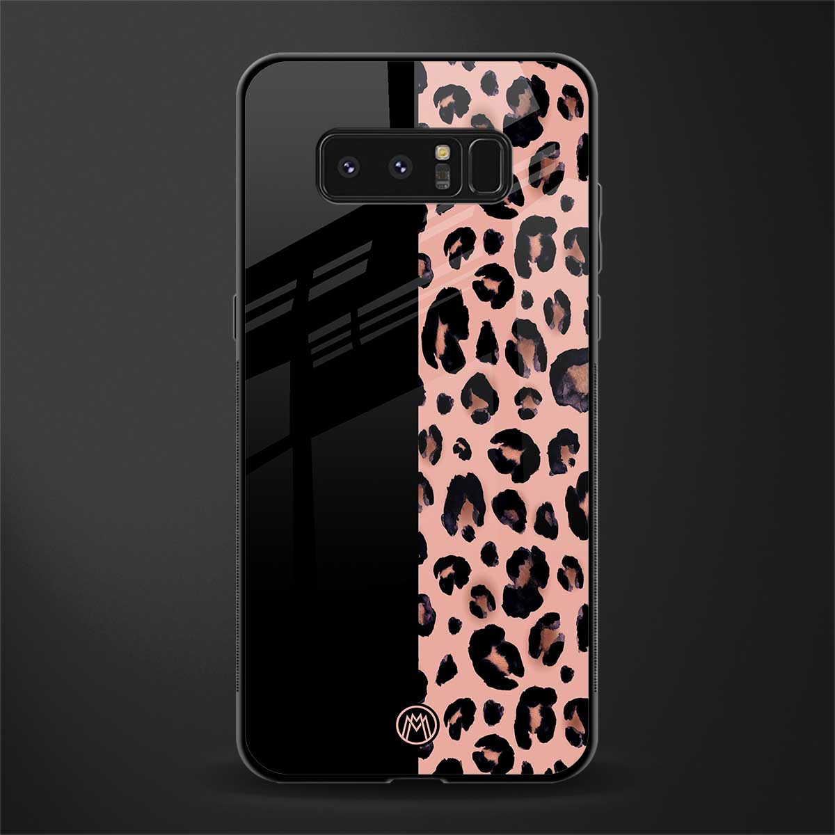 black & pink cheetah fur glass case for samsung galaxy note 8 image