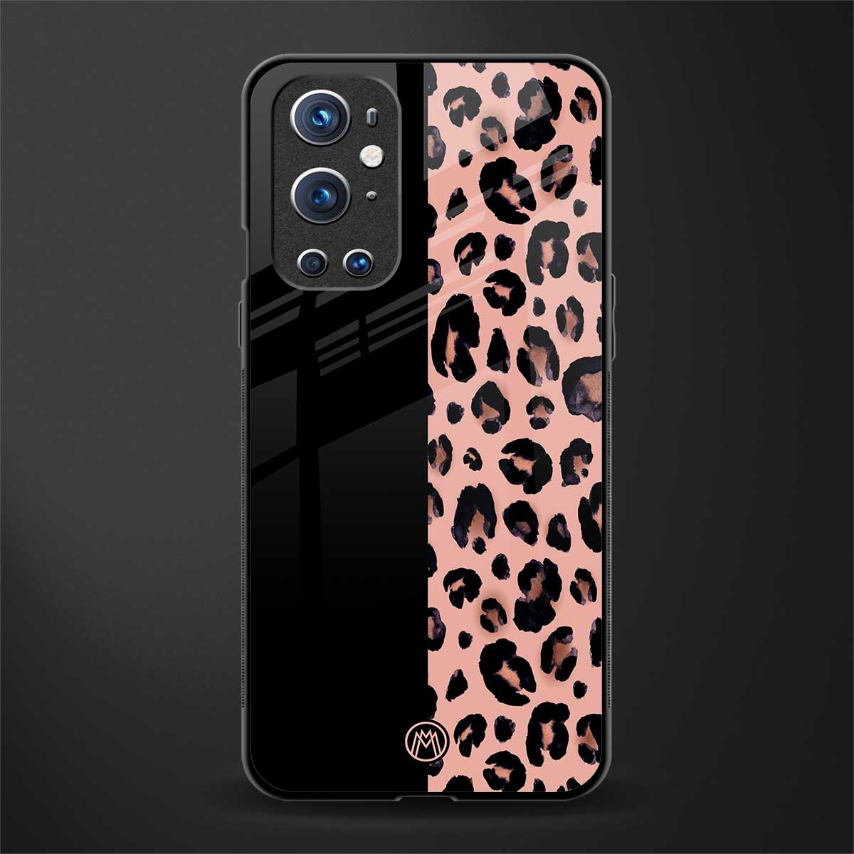 black & pink cheetah fur glass case for oneplus 9 pro image