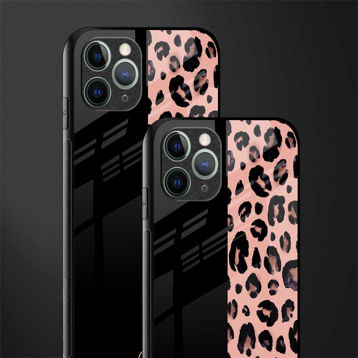 black & pink cheetah fur glass case for iphone 11 pro image-2