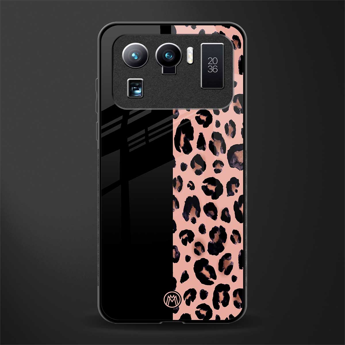 black & pink cheetah fur glass case for mi 11 ultra 5g image