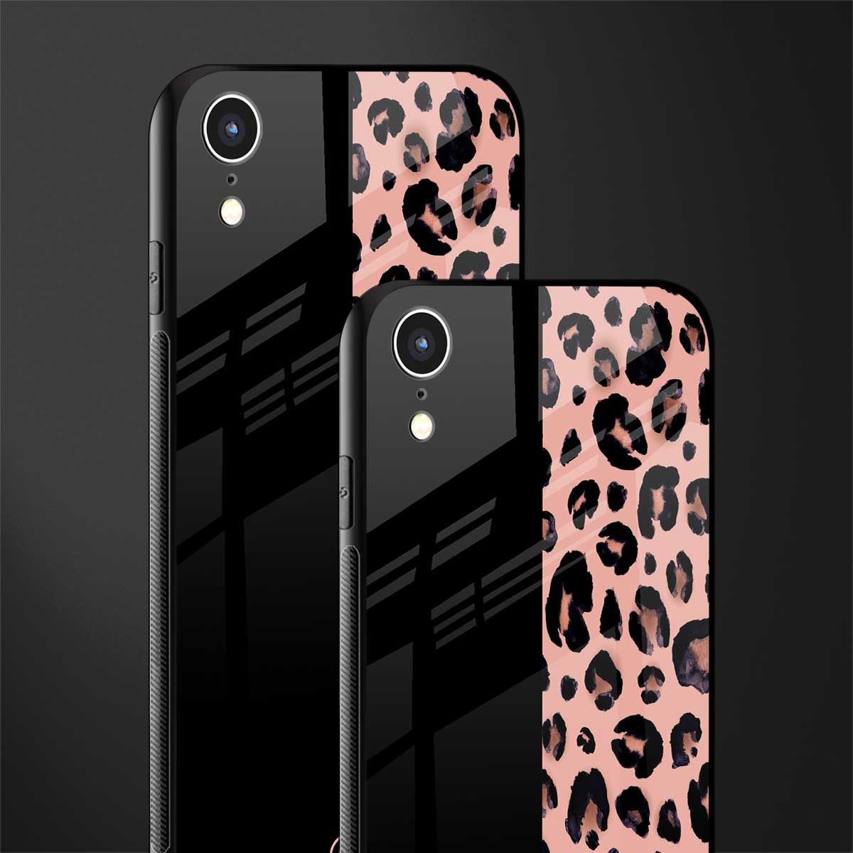 black & pink cheetah fur glass case for iphone xr image-2