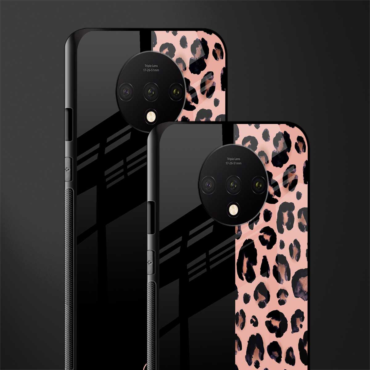 black & pink cheetah fur glass case for oneplus 7t image-2