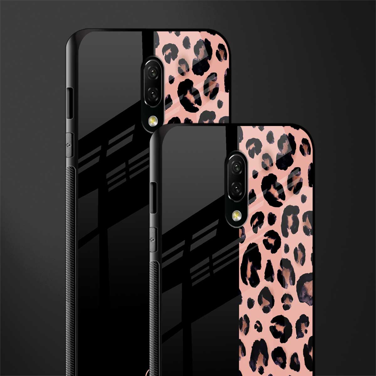 black & pink cheetah fur glass case for oneplus 7 image-2