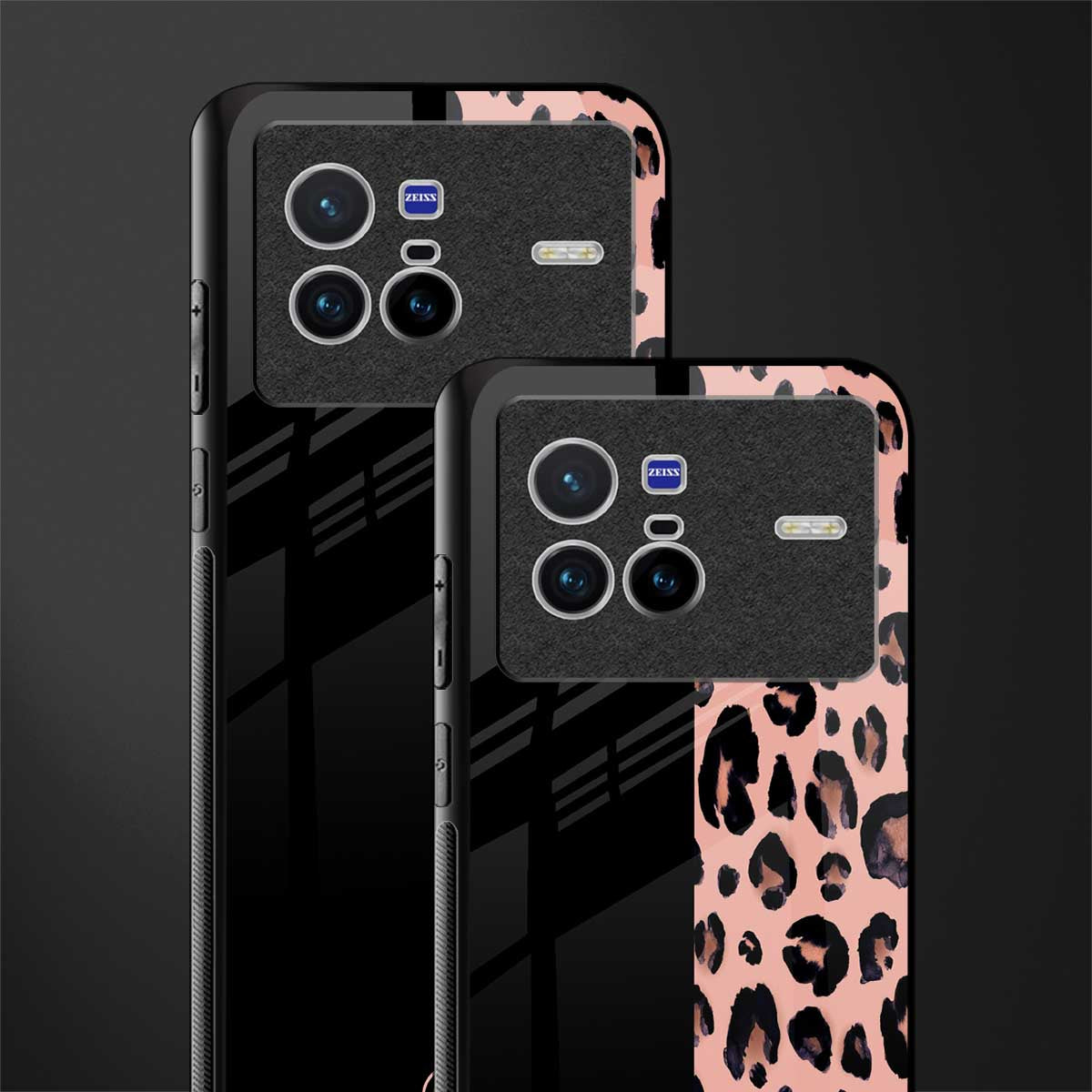 black & pink cheetah fur glass case for vivo x80 image-2