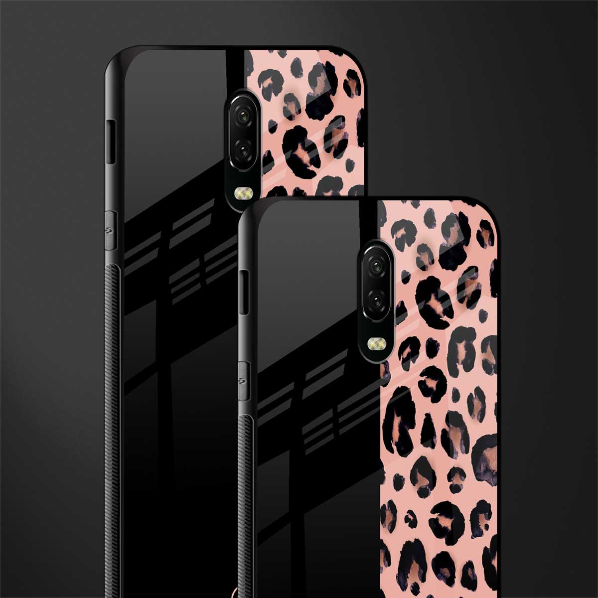 black & pink cheetah fur glass case for oneplus 6t image-2