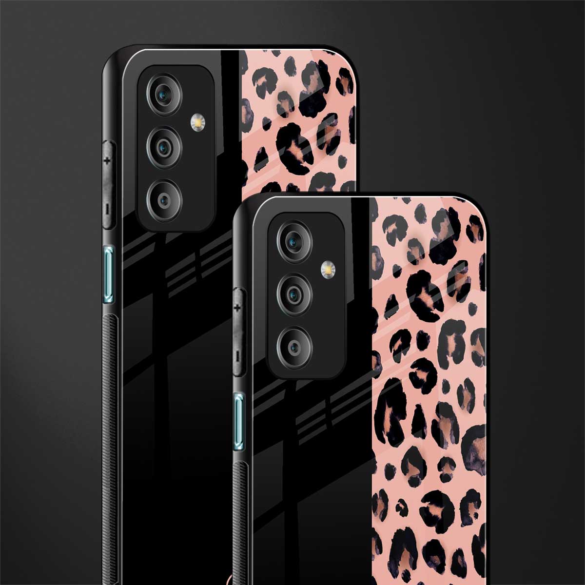 black & pink cheetah fur back phone cover | glass case for samsung galaxy f23 5g