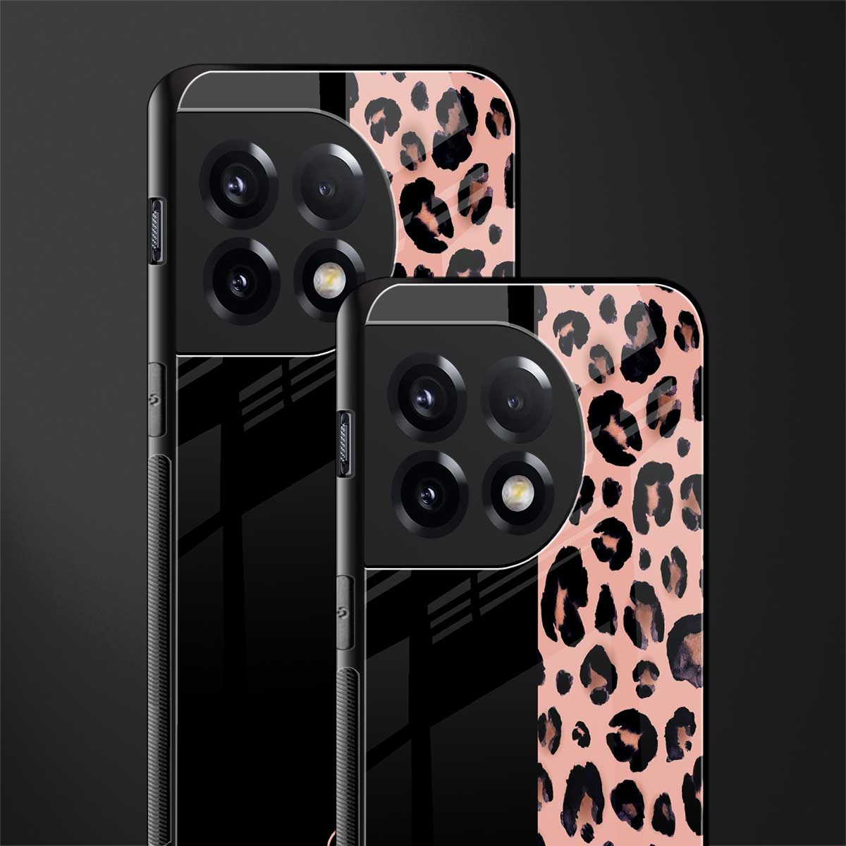 black & pink cheetah fur back phone cover | glass case for oneplus 11r