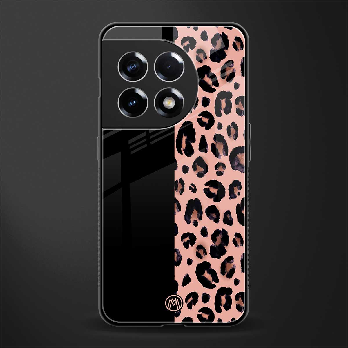 black & pink cheetah fur back phone cover | glass case for oneplus 11r