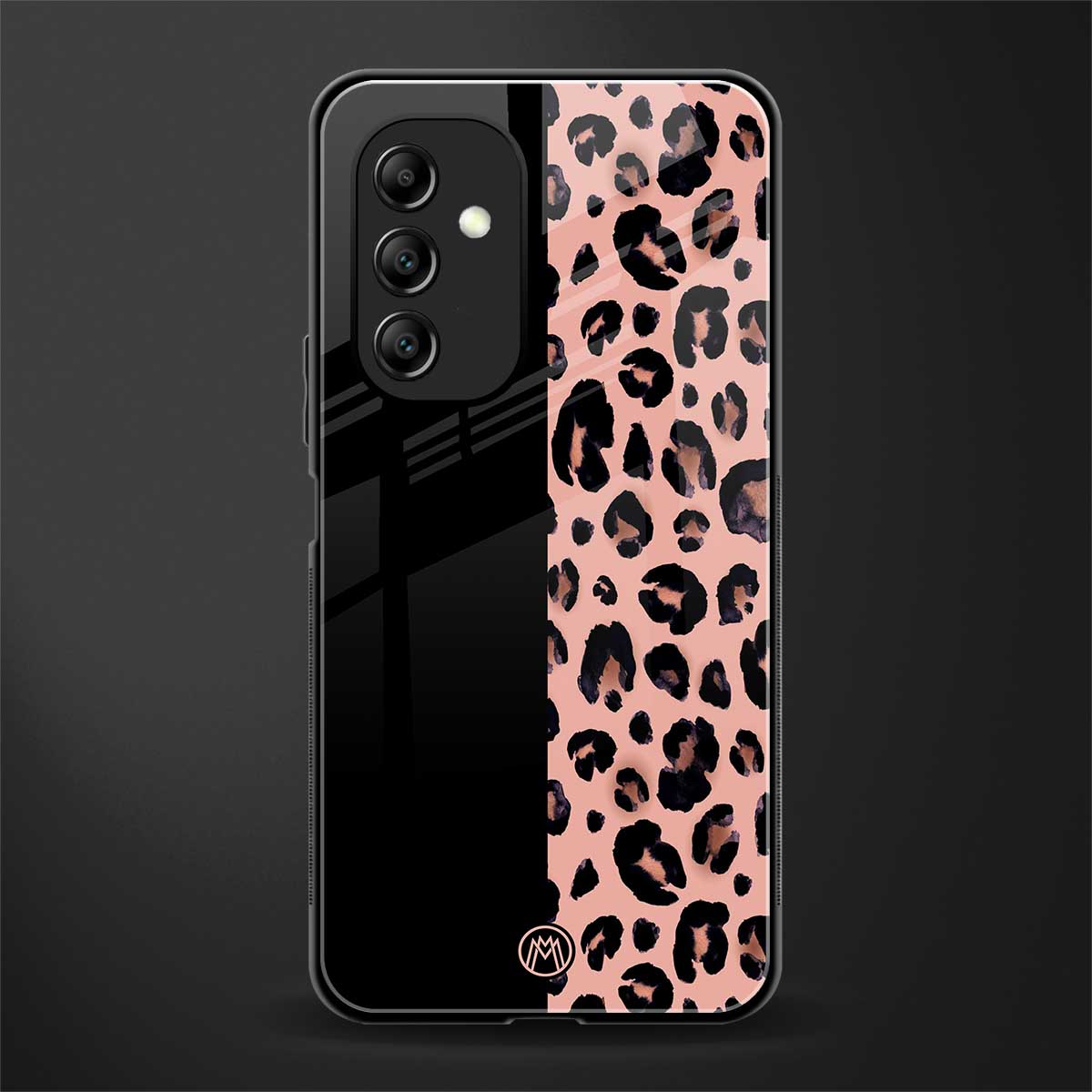 black & pink cheetah fur back phone cover | glass case for samsung galaxy a14 5g