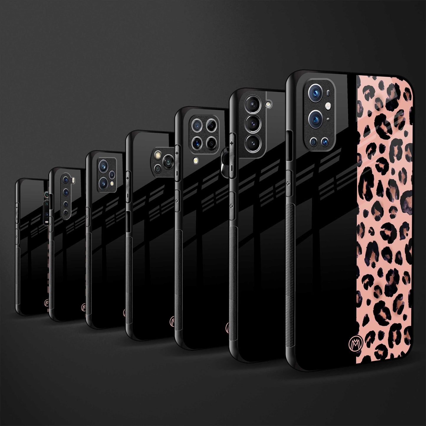 black & pink cheetah fur glass case for oppo a54 image-3