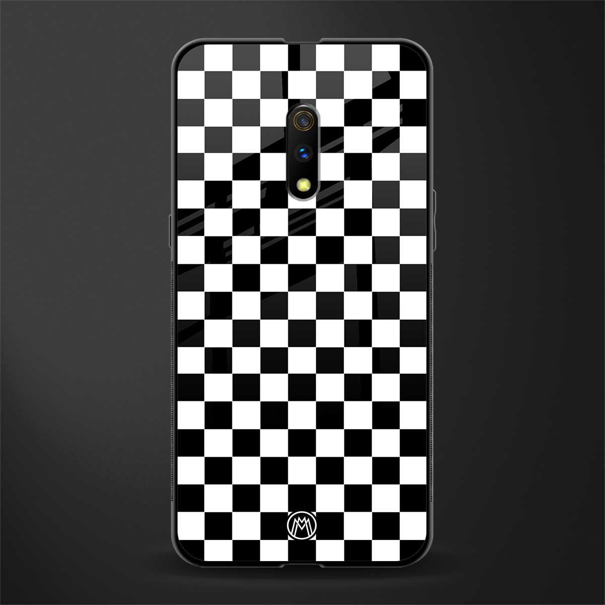 black & white check pattern glass case for oppo k3 image