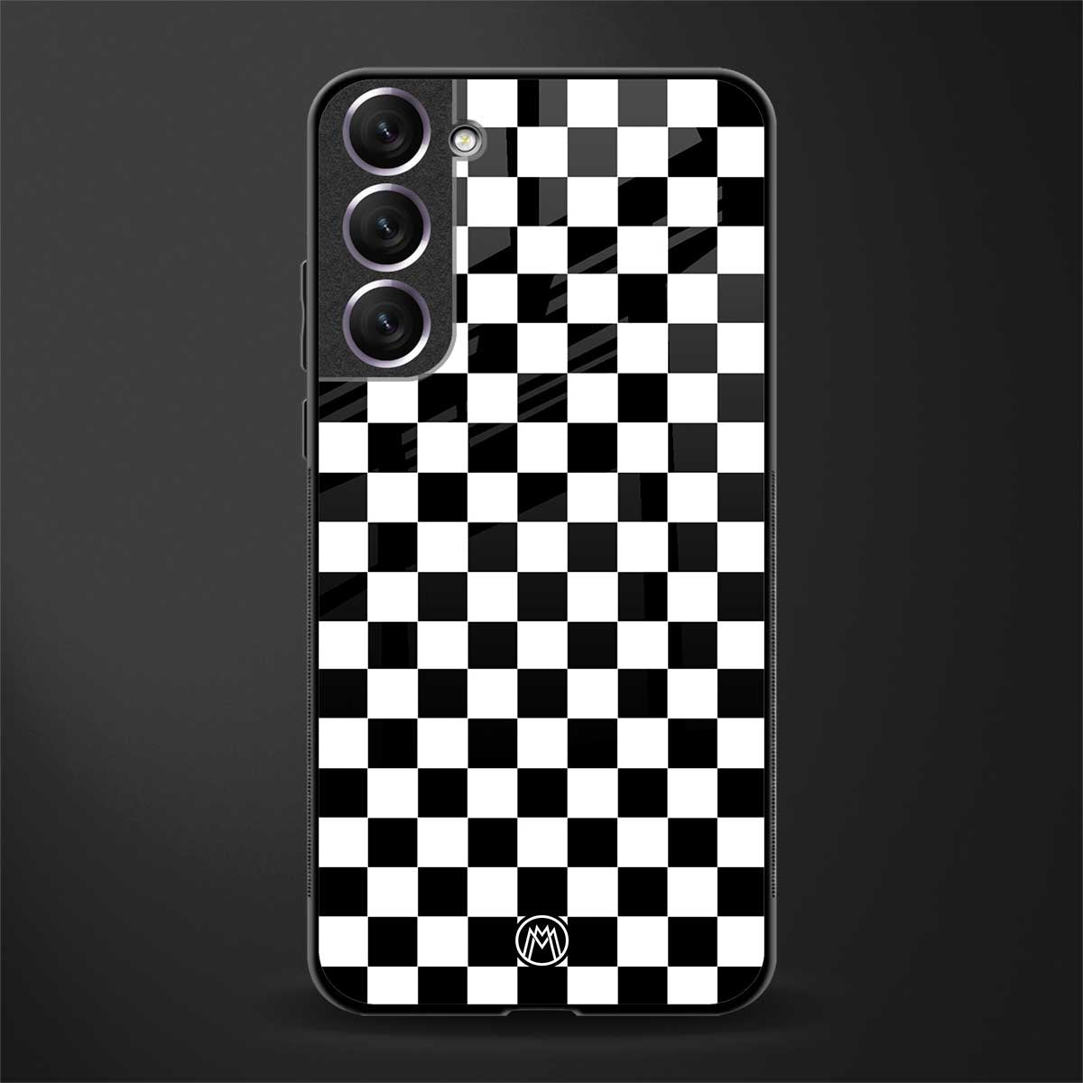 black & white check pattern glass case for samsung galaxy s21 plus image
