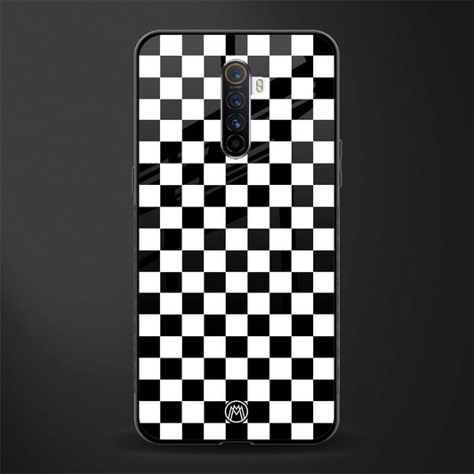black & white check pattern glass case for realme x2 pro image