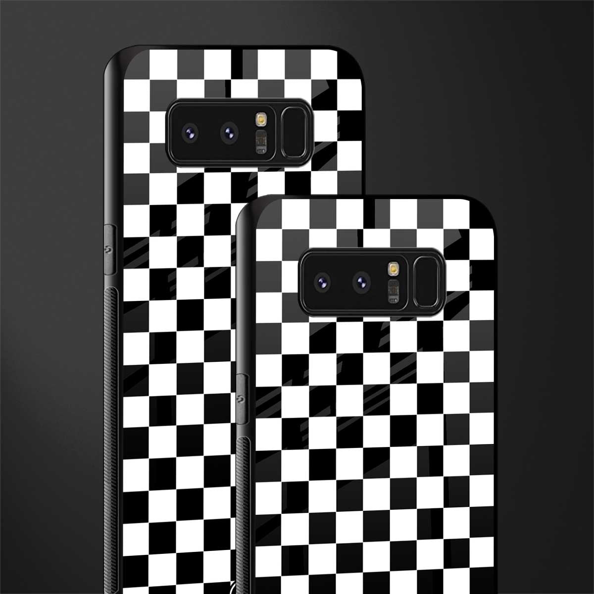 black & white check pattern glass case for samsung galaxy note 8 image-2