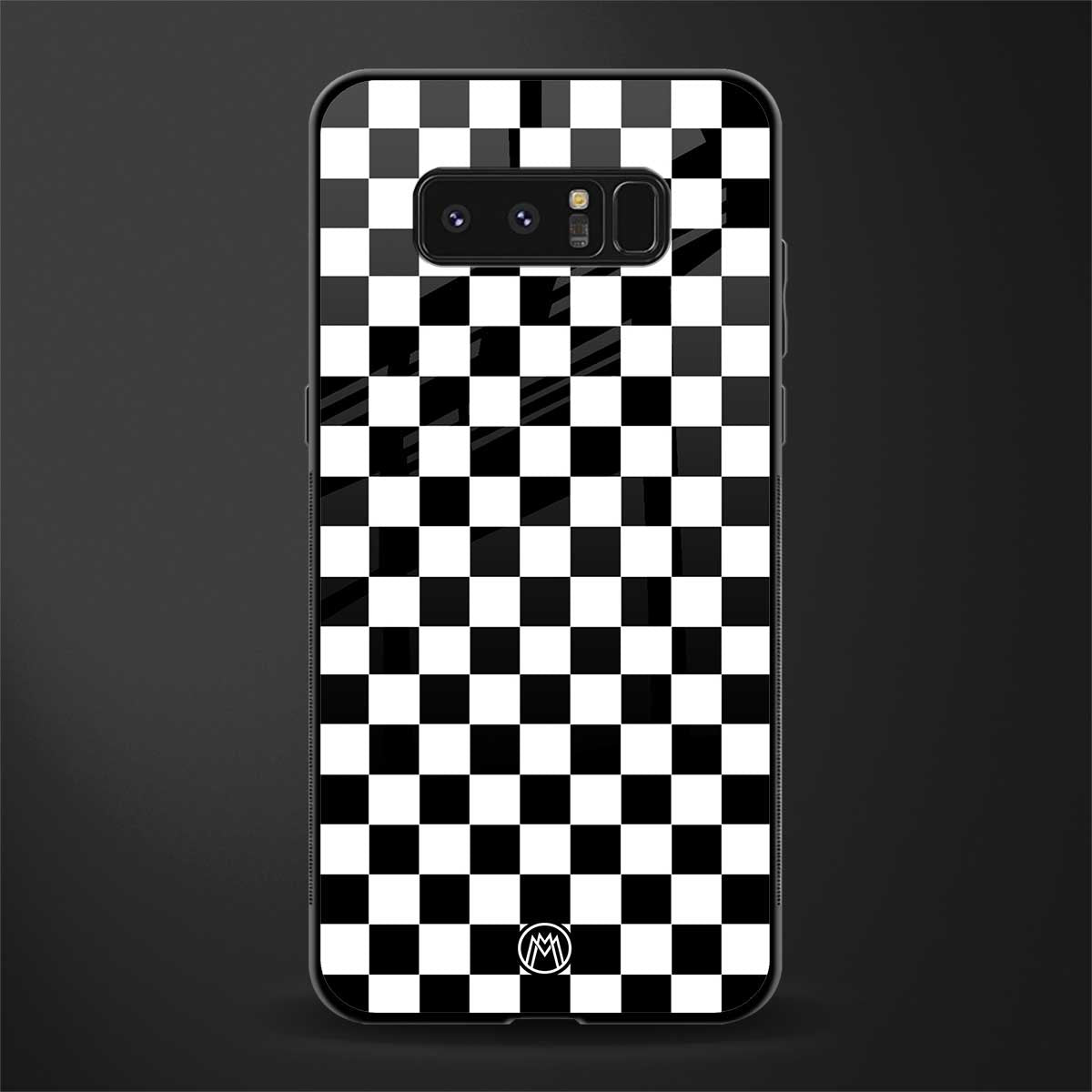 black & white check pattern glass case for samsung galaxy note 8 image