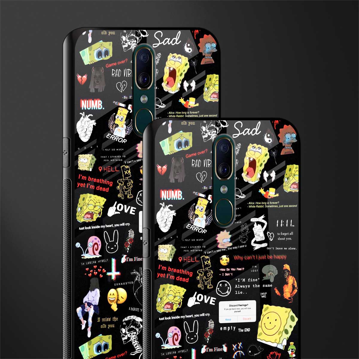 black aesthetic collage glass case for oppo f11 image-2