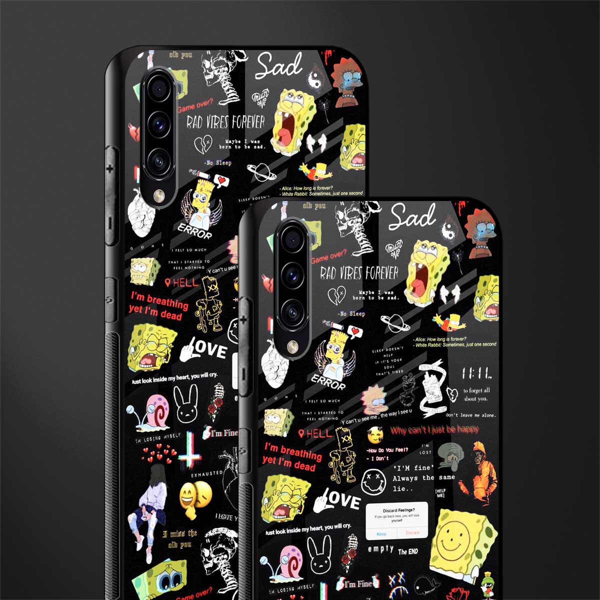 black aesthetic collage glass case for samsung galaxy a30s image-2