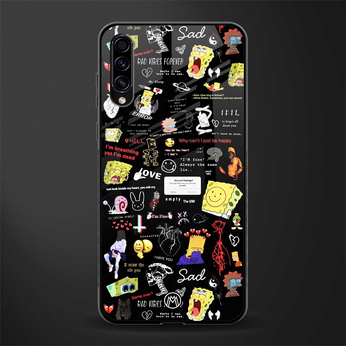 black aesthetic collage glass case for samsung galaxy a70 image