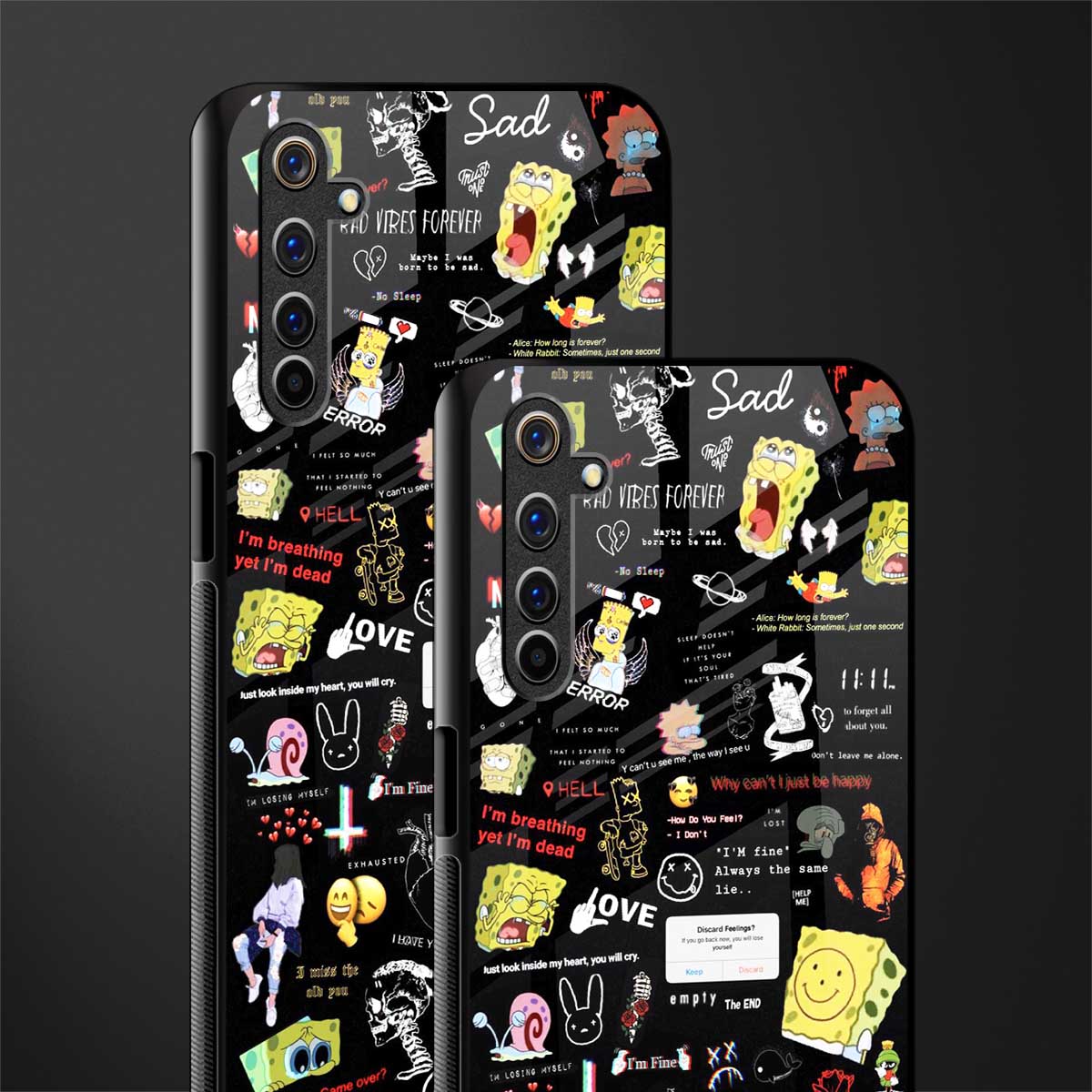 black aesthetic collage glass case for realme 6i image-2
