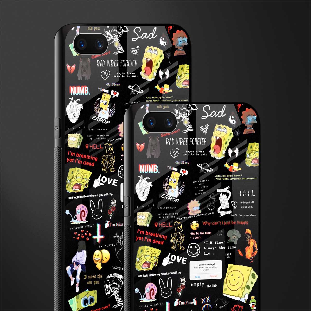 black aesthetic collage glass case for realme c1 image-2