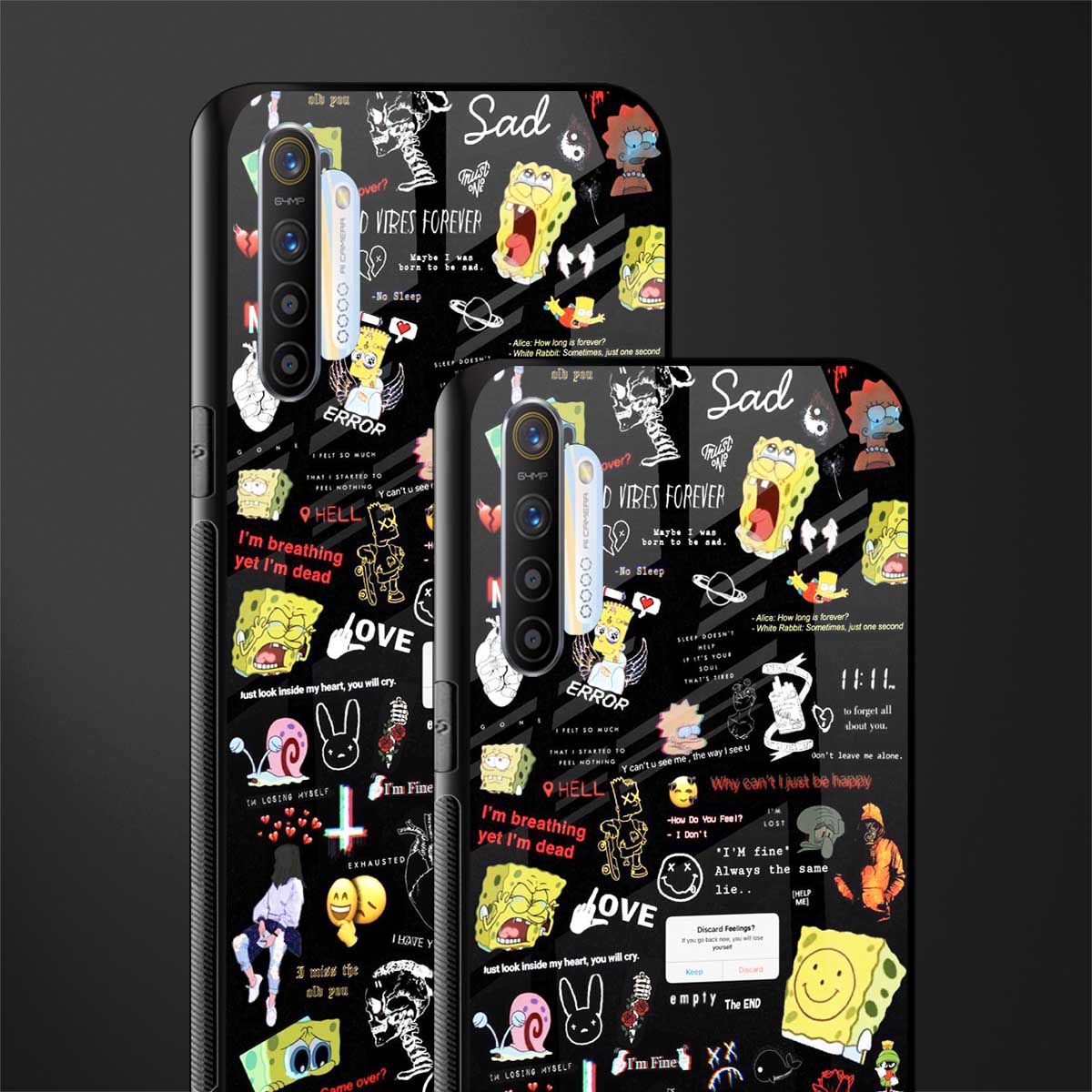 black aesthetic collage glass case for realme xt image-2
