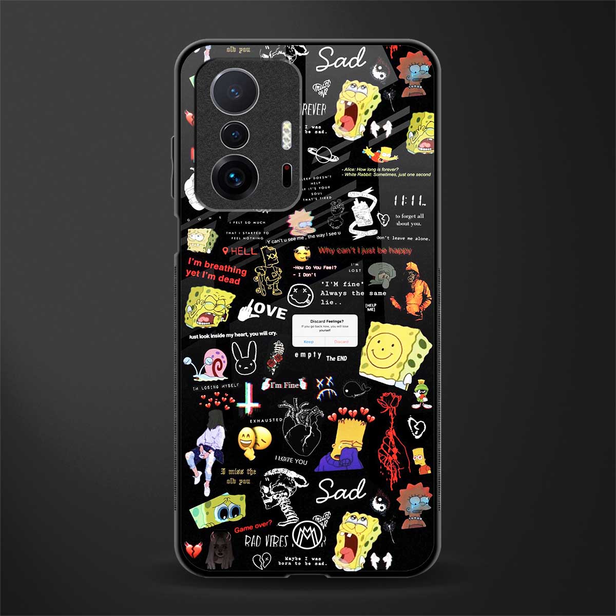 black aesthetic collage glass case for mi 11t pro 5g image