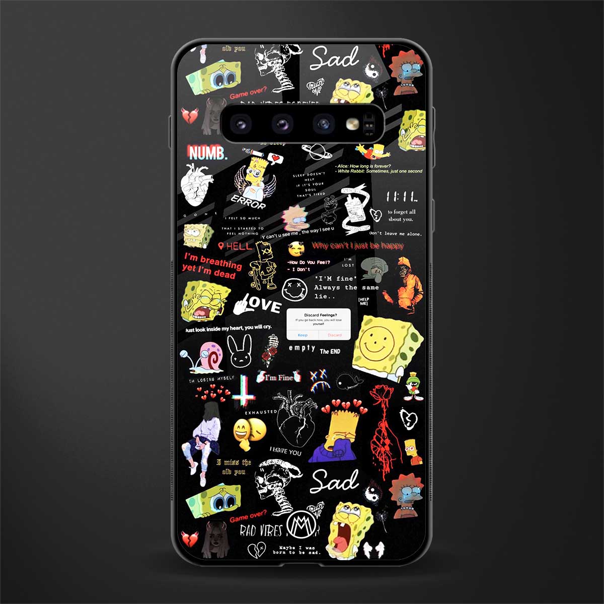black aesthetic collage glass case for samsung galaxy s10 plus image