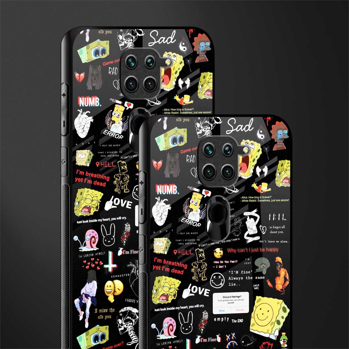 black aesthetic collage glass case for redmi note 9 image-2