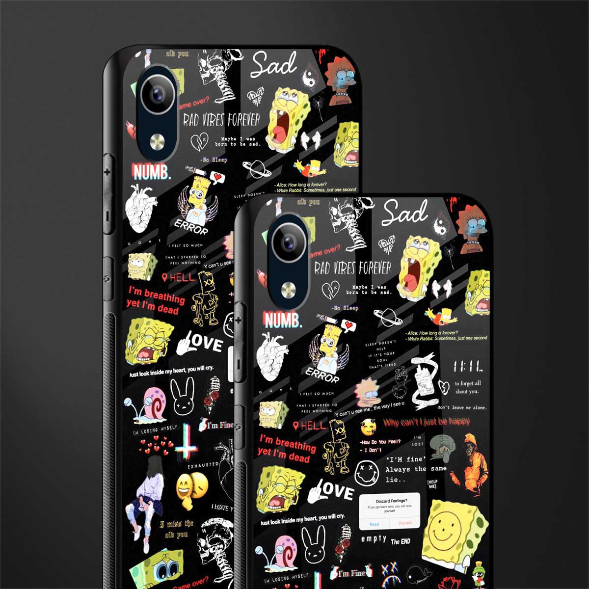 black aesthetic collage glass case for vivo y1s without fingerprint image-2