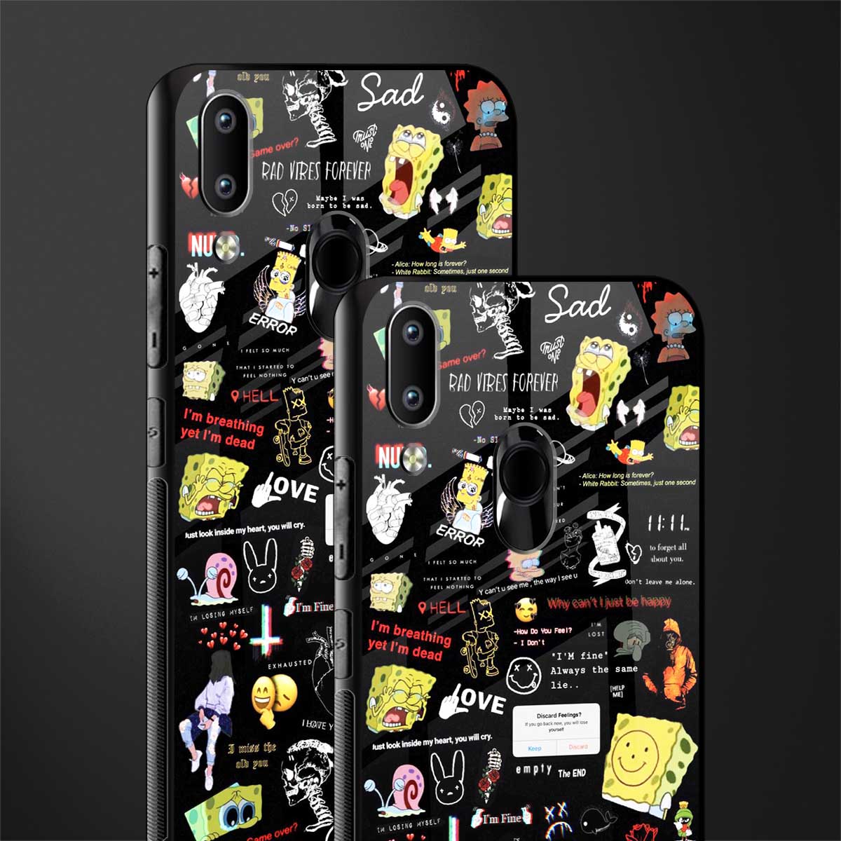 black aesthetic collage glass case for vivo y91 image-2