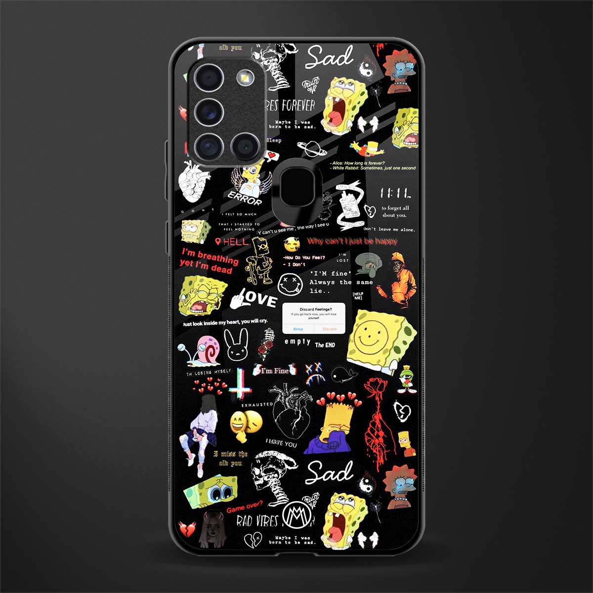black aesthetic collage glass case for samsung galaxy a21s image
