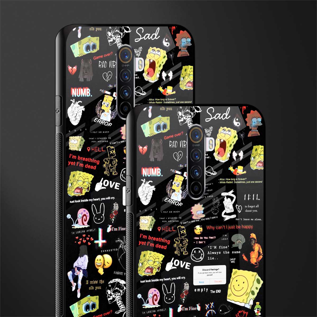 black aesthetic collage glass case for realme x2 pro image-2