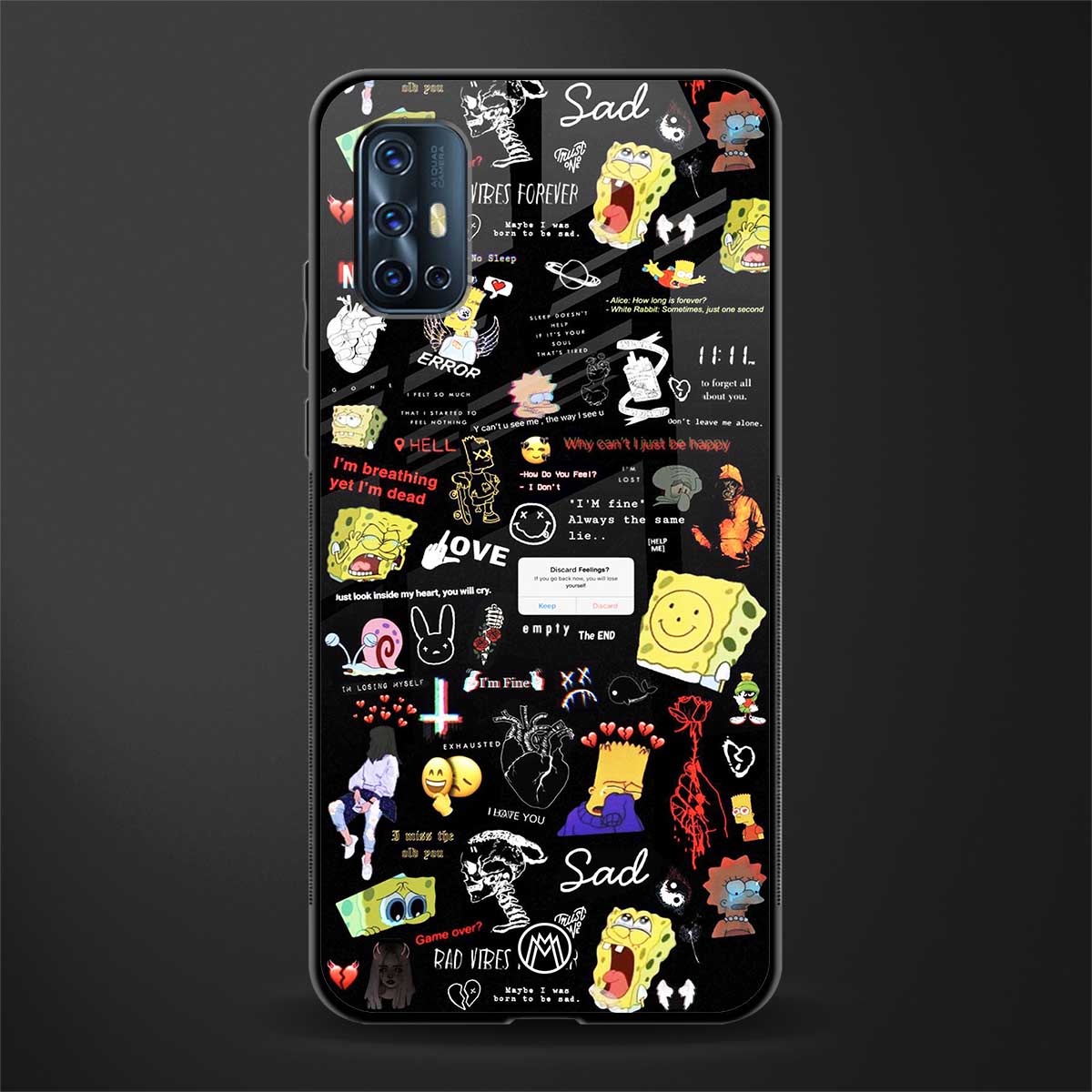 black aesthetic collage glass case for vivo v17 image