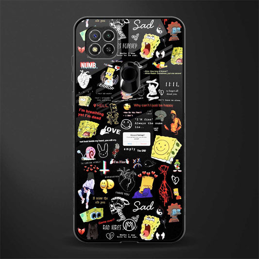 black aesthetic collage glass case for redmi 9 image