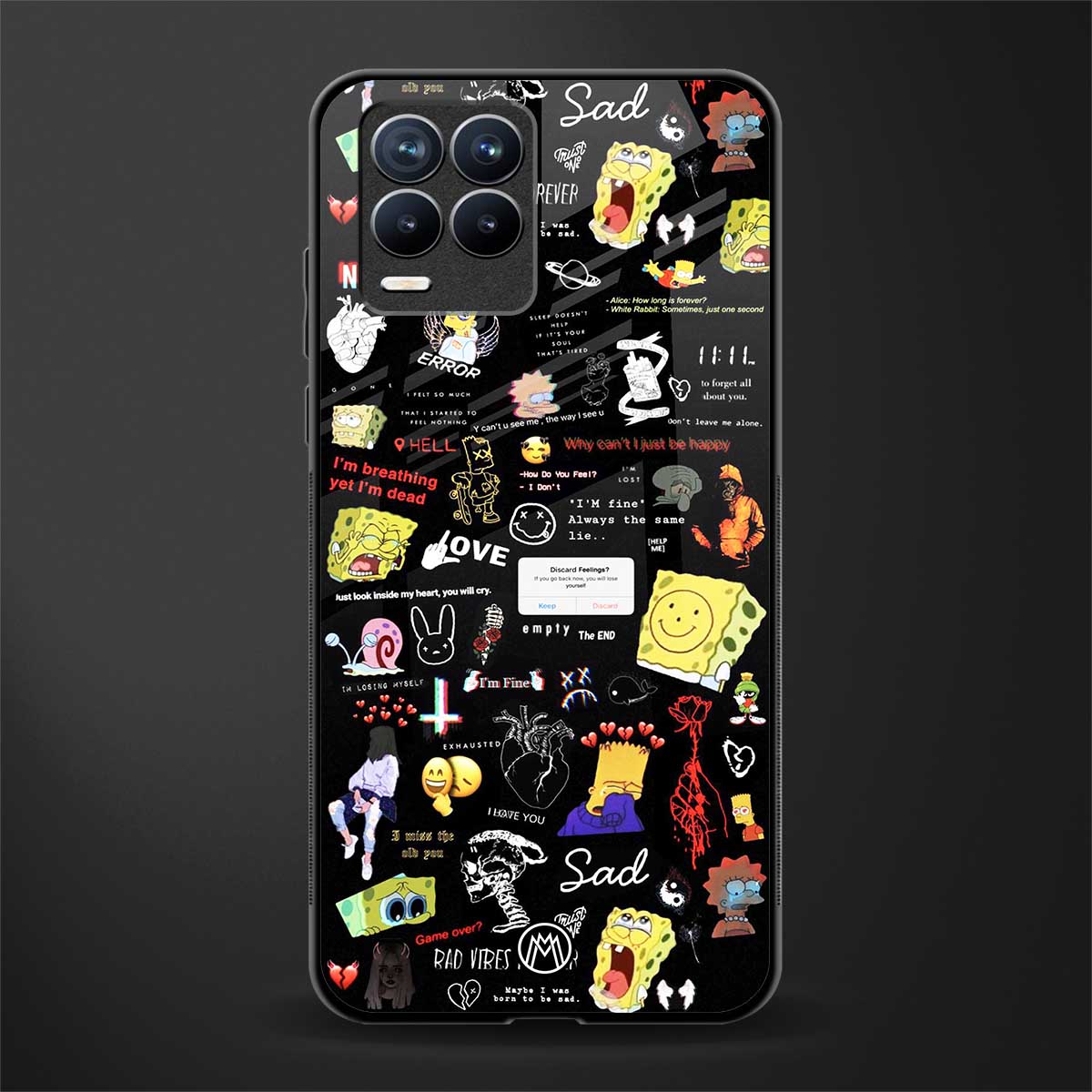 black aesthetic collage glass case for realme 8 4g image