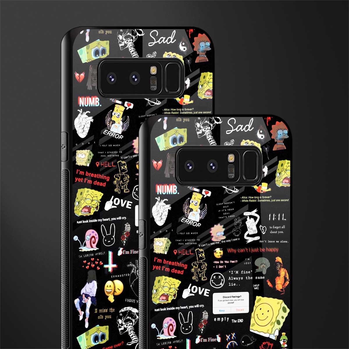 black aesthetic collage glass case for samsung galaxy note 8 image-2